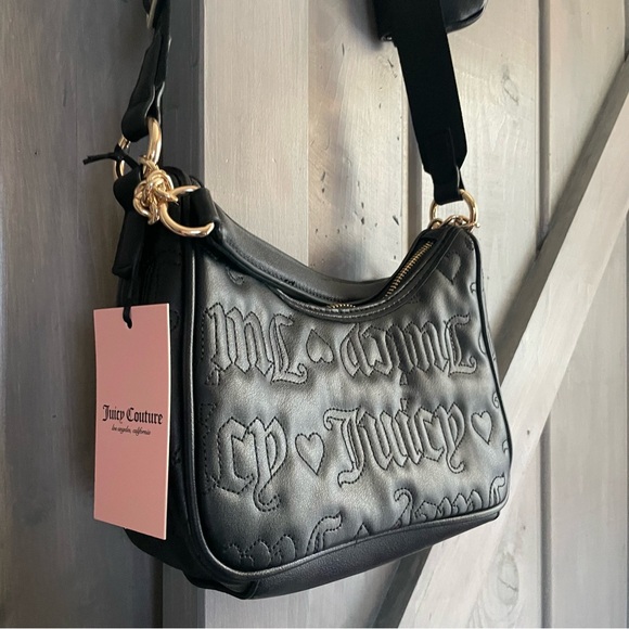 NWT Juicy Couture Purse Crossbody with Mini Coin Purse Charm Y2K Style Black - Picture 9 of 10